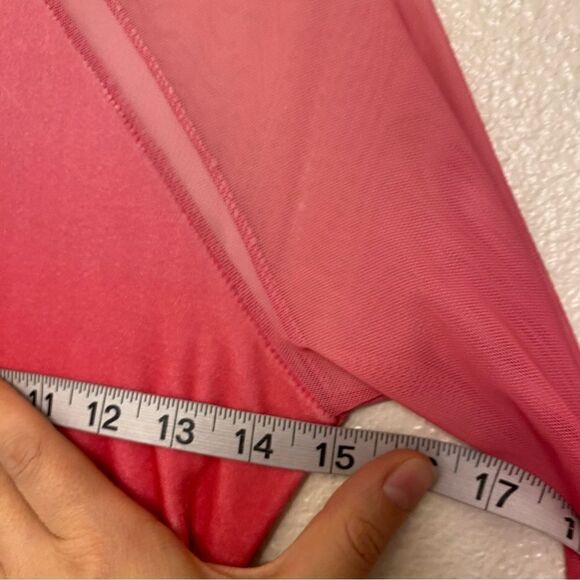 WEISSMAN Dance Costume hot pink fringe velvet mesh sleeve All The Ways 13290 SA - Picture 9 of 12